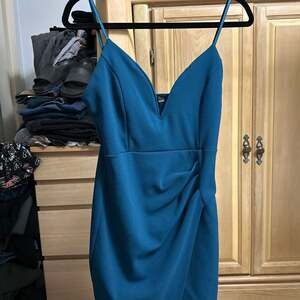 Windsor Teal Pleat Me Tonight Asymmetrical Ruched Mini Dress